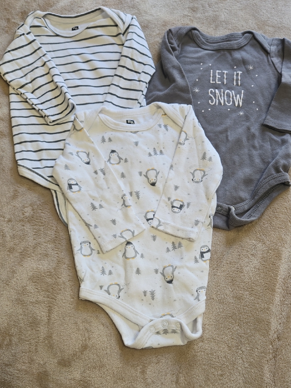 HB Infant Set Of 3 Long-Sleeve One-Piece Bodysuits